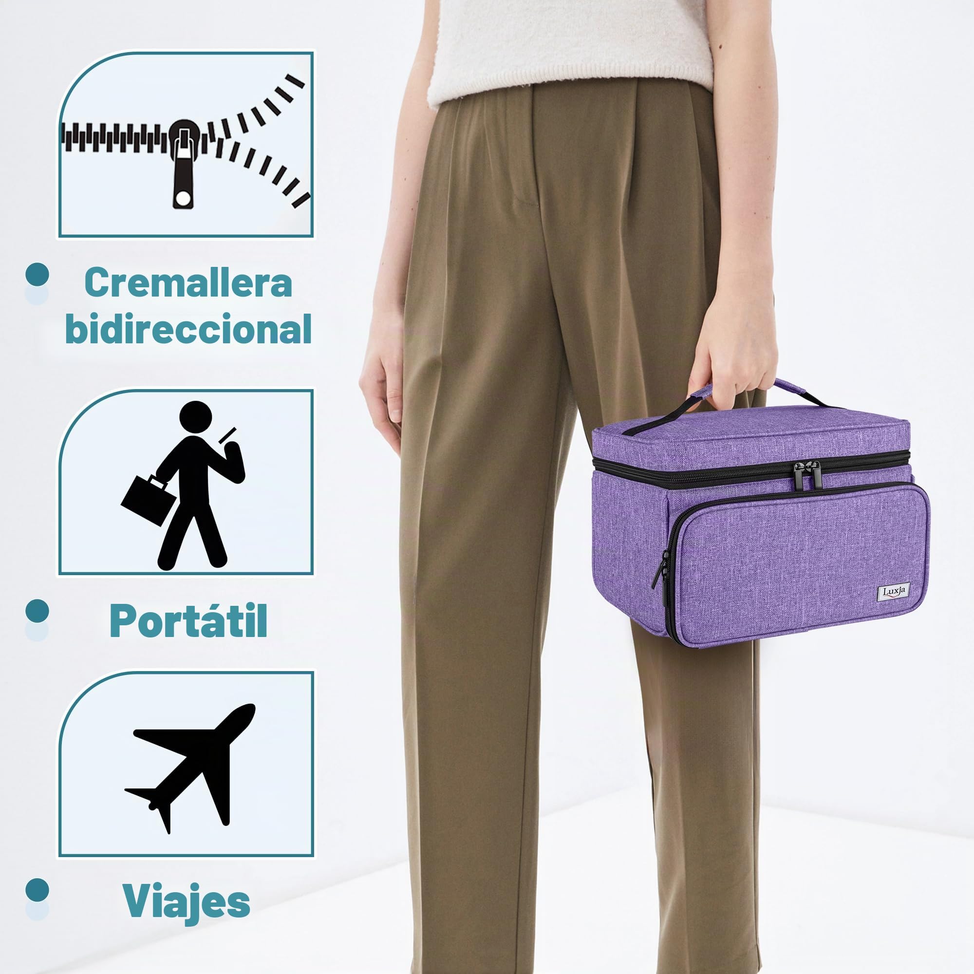 Luxja Bolsa de Medicina con 2 Bolsas Transparentes Desmontables, para Emergencias y Viaje, Púrpura