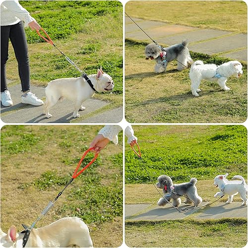 Miniatura 5 de Correa de perro resistente, correa de metal a prueba de mordeduras para perros grandes (hasta 250 libras), correas de cuerda de alambre de 10 pies