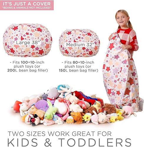 Miniatura 83 de Aubliss - Funda para organizar juguetes de felpa, se convierte en un puf cuando se rellena Se convierte en un puf para niños cuando está lleno. Aqua