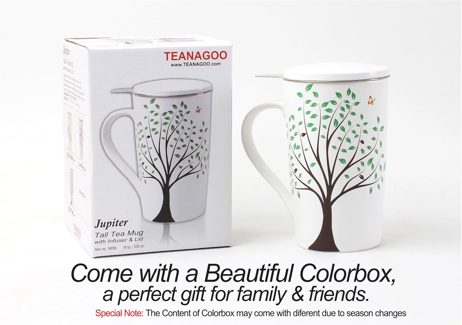 Frее Shірріng оƒƒеr TEANAGOO Ceramic Tea Mug With Infuser and Lid and Handle, 18 Oz, Green Tree, M58-3 Women Filter Tea Cup Steeper, Brewing, Brewer Metal Diffuser Defusers Tea Drinkers Set Gifts Taza De Infusor De Té