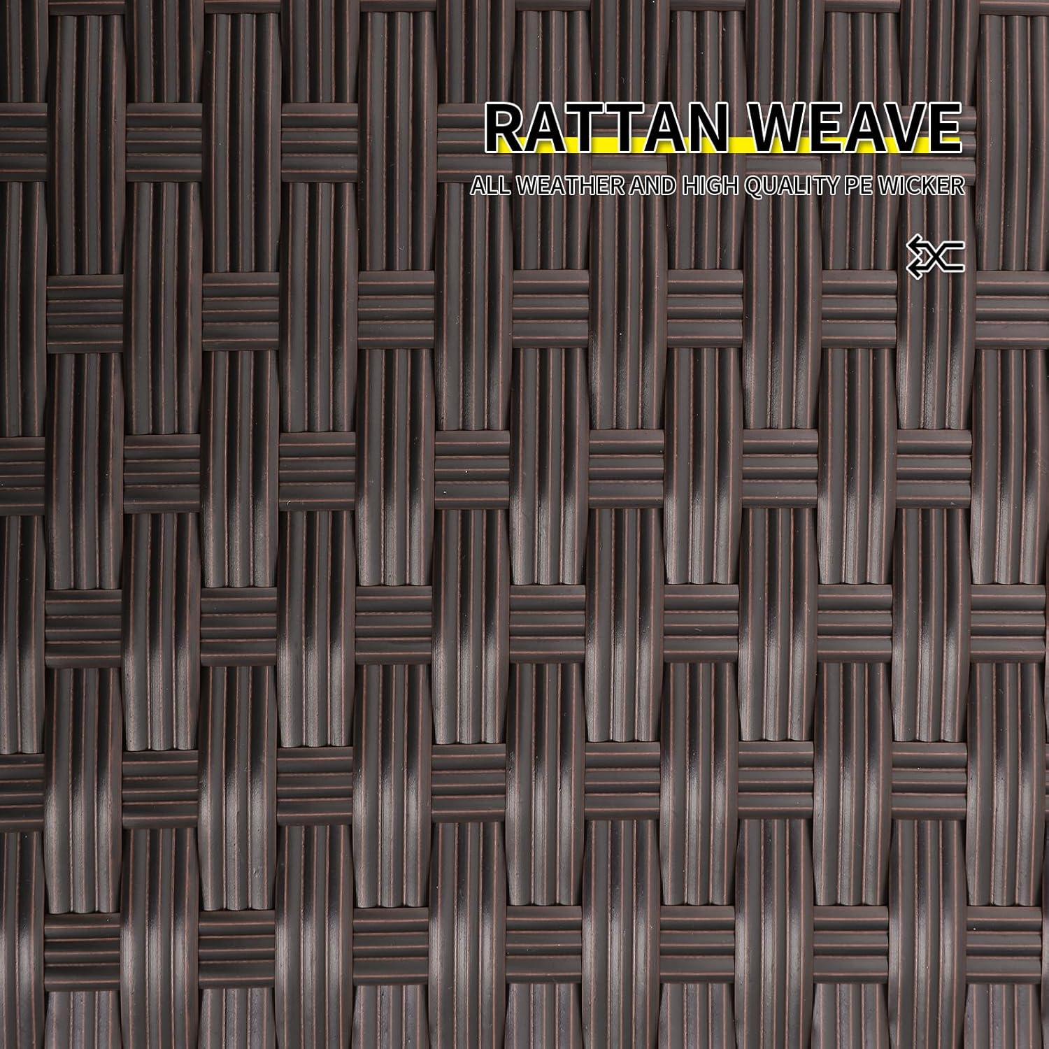 Outdoor Wicker Storage Side Table, Patio Brown PE Rattan End Table with Storage, Square Container for Furniture Covers, Toys, and Gardening Tools