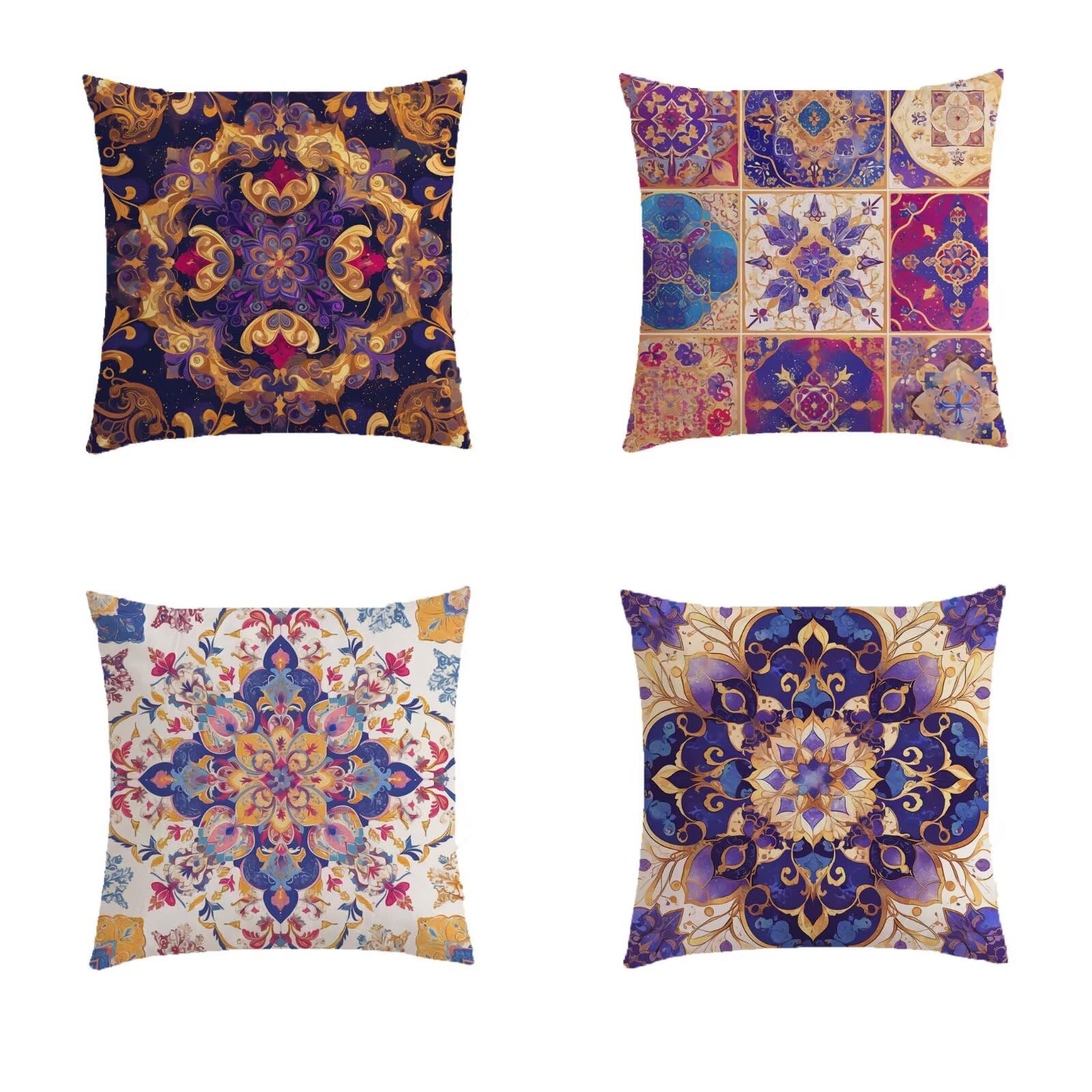 Salon de jardin extérieur sublimé par ce lot de 4 housses de coussin 70x70cm violettes