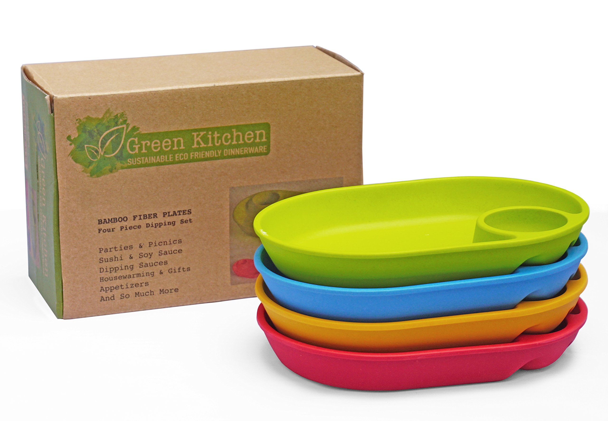 Buy Green Kitchen Divided Kids Plates Sectioned Bamboo Dishes From
