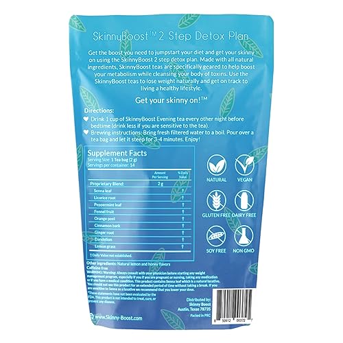 Miniatura 2 de Skinny Boost Evening Detox Tea-14 bolsas de té en total apoya la desintoxicación y la limpieza reduce la hinchazón 100 natural vegano sin