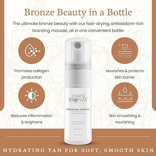 Miniatura 5 de Coat of Bronze Instant Bronzing Mousse - Brillo natural besado por el sol, fórmula de secado rápido, enriquecida con antioxidantes y aceites
