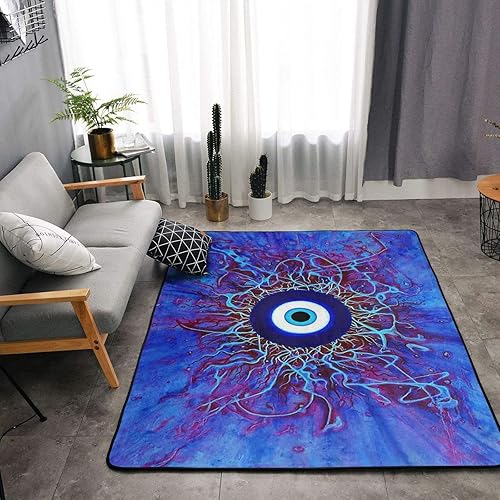 Miniatura 2 de Alfombra griega turca de atiasma de ojo turco para sala de estar, dormitorio, decoración del hogar, interior y exterior, alfombra de entrada 63 x 48