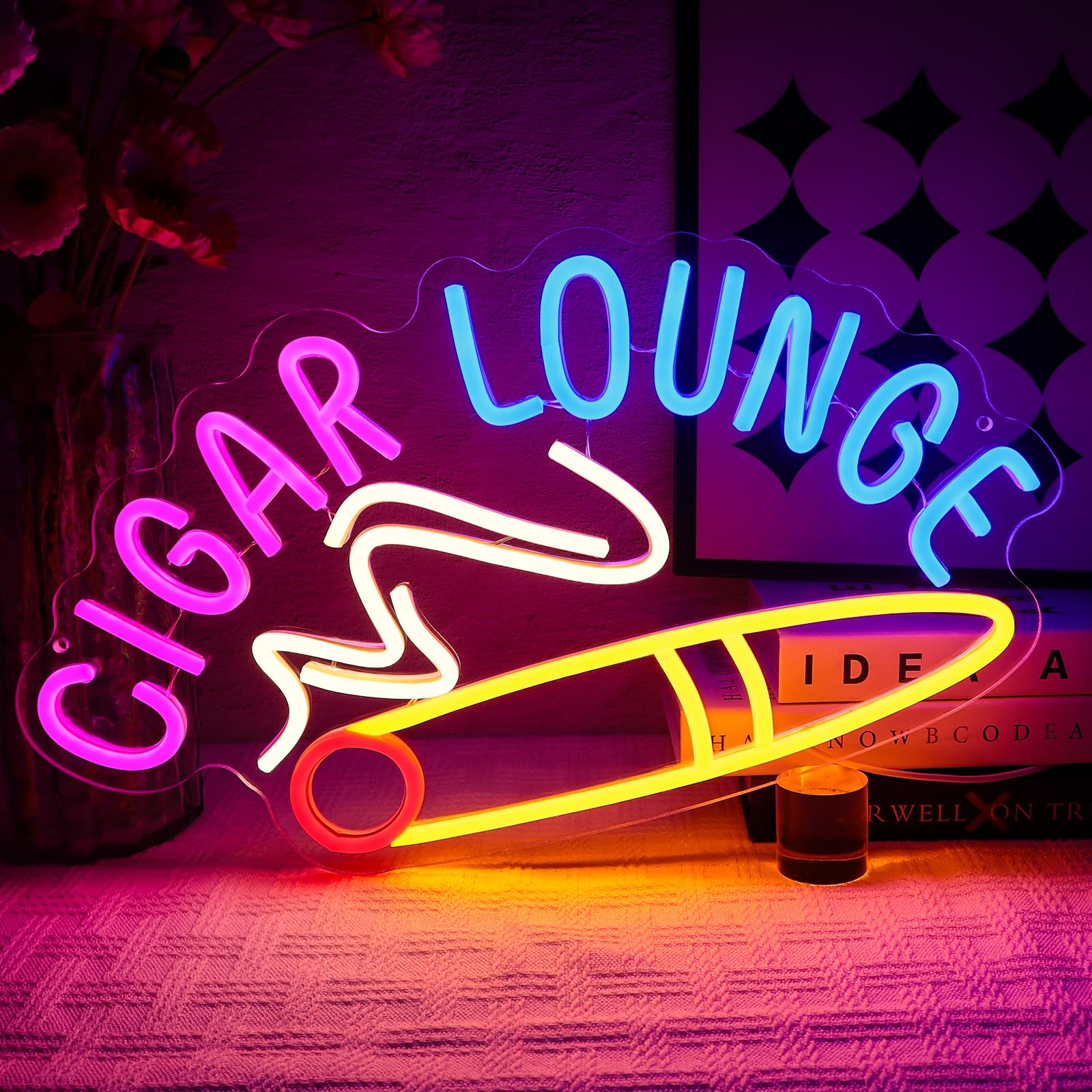Cigar Lounge Neon Scudo sigari Led Targa al neon Parete Sigarette Neon Sign USB Led Targa per Ricezione Camera Fumare Negozi Bar Man Cave Store Home Business Pub Party Decor