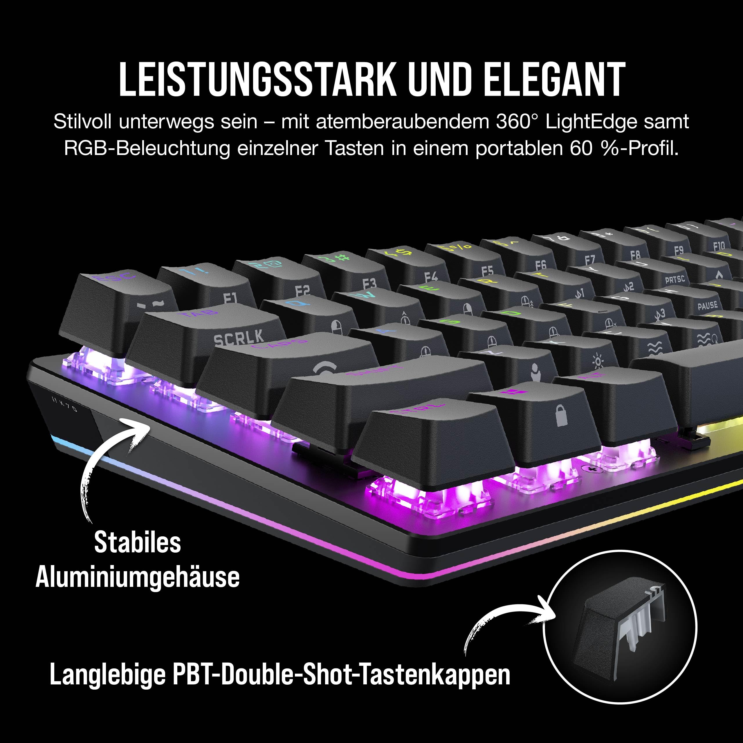 Corsair K70 PRO Mini Wireless RGB 60% Mechanische Gaming-Tastatur, Schwarz (QWERTZ Layout)
