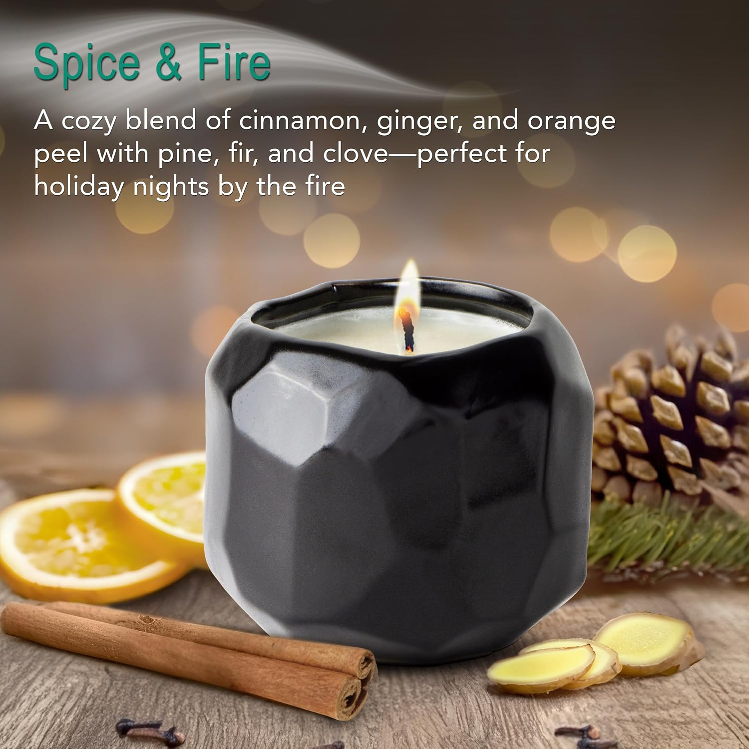 Hyggelight - The Growing Candle, Spice & Fire Scented, 13oz Ceramic Pot, Aromatherapy Candles for Home, 100% Soy, Emma image 3