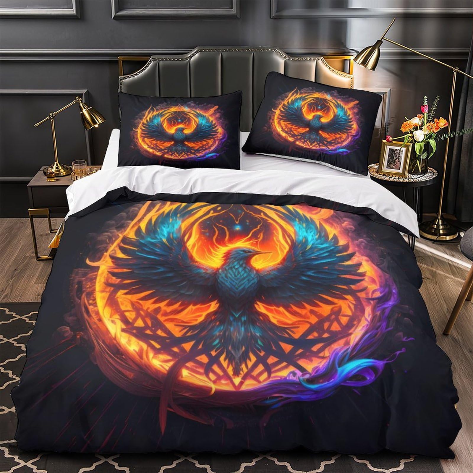 Housse de couette dragon 3D hypoallergénique pour lit super king ultra douce