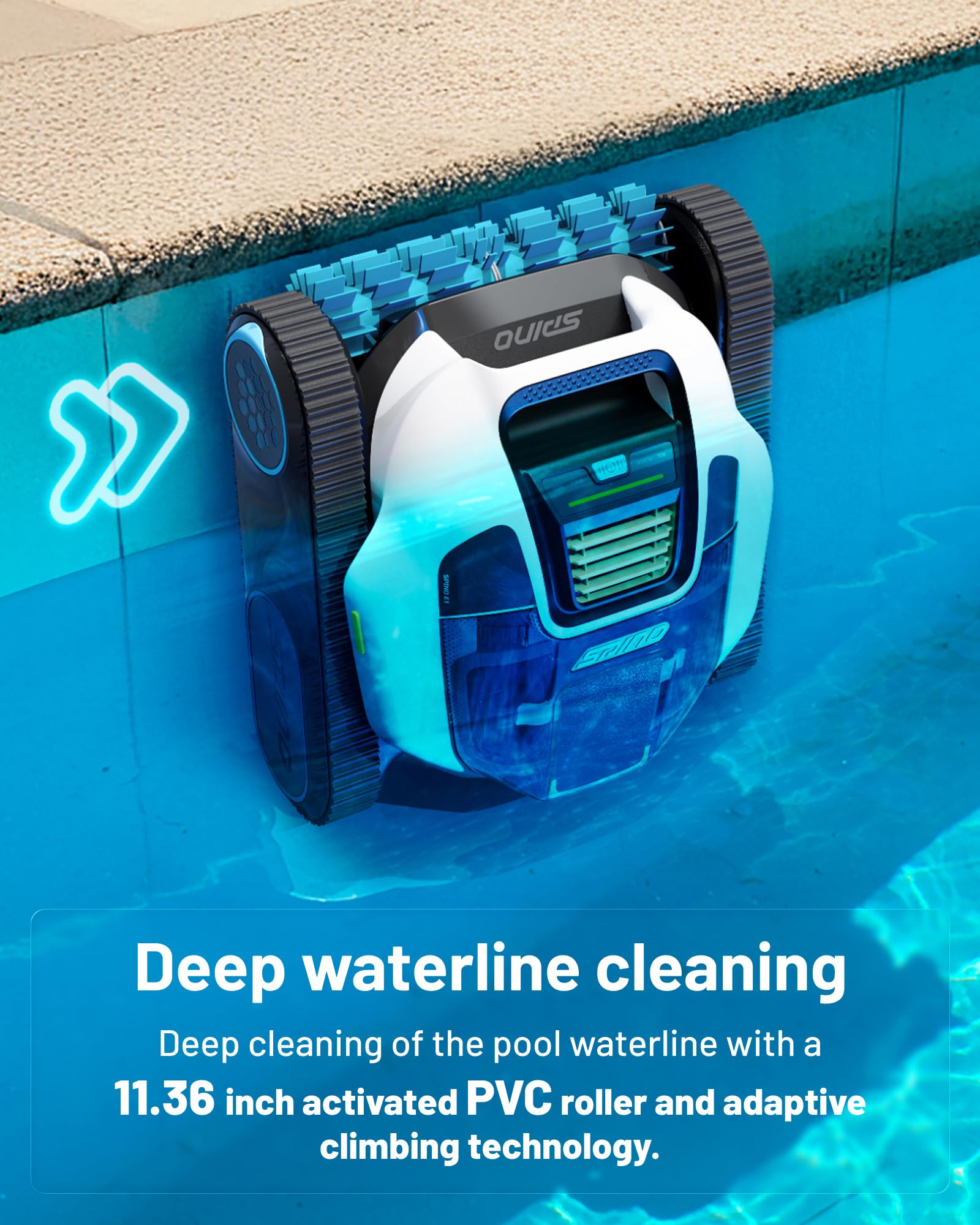 Spino E1 Cordless Robotic Pool Cleaner, Pool Robot for Wall & Waterline Cleaning, Smart Arc Path for Pools up to 1,600 Sq.ft, Up to 210 Mins Runtime, Pool Cleaner with 5 Modes, APP Control - 4