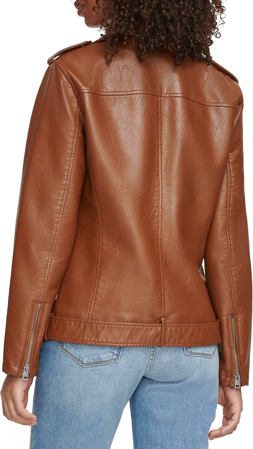 Levi's womens Oversized Faux Leather Belted Motorcycle Jacket (Standard & Plus Sizes) - Image 4