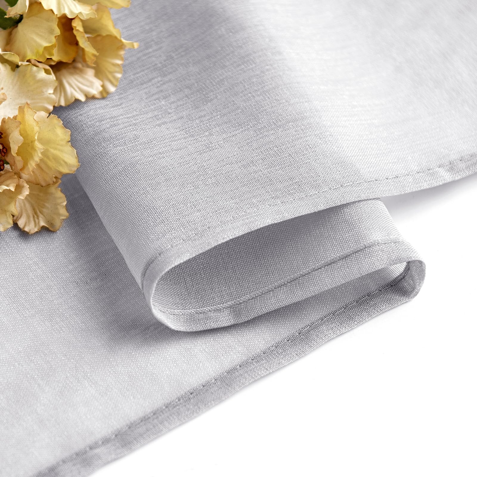 Woaboy Voile Curtains, Short White Transparent Living Room Eyelet Curtains, Set of 2, 140 x 160 cm (W x H), Grey - Image 4