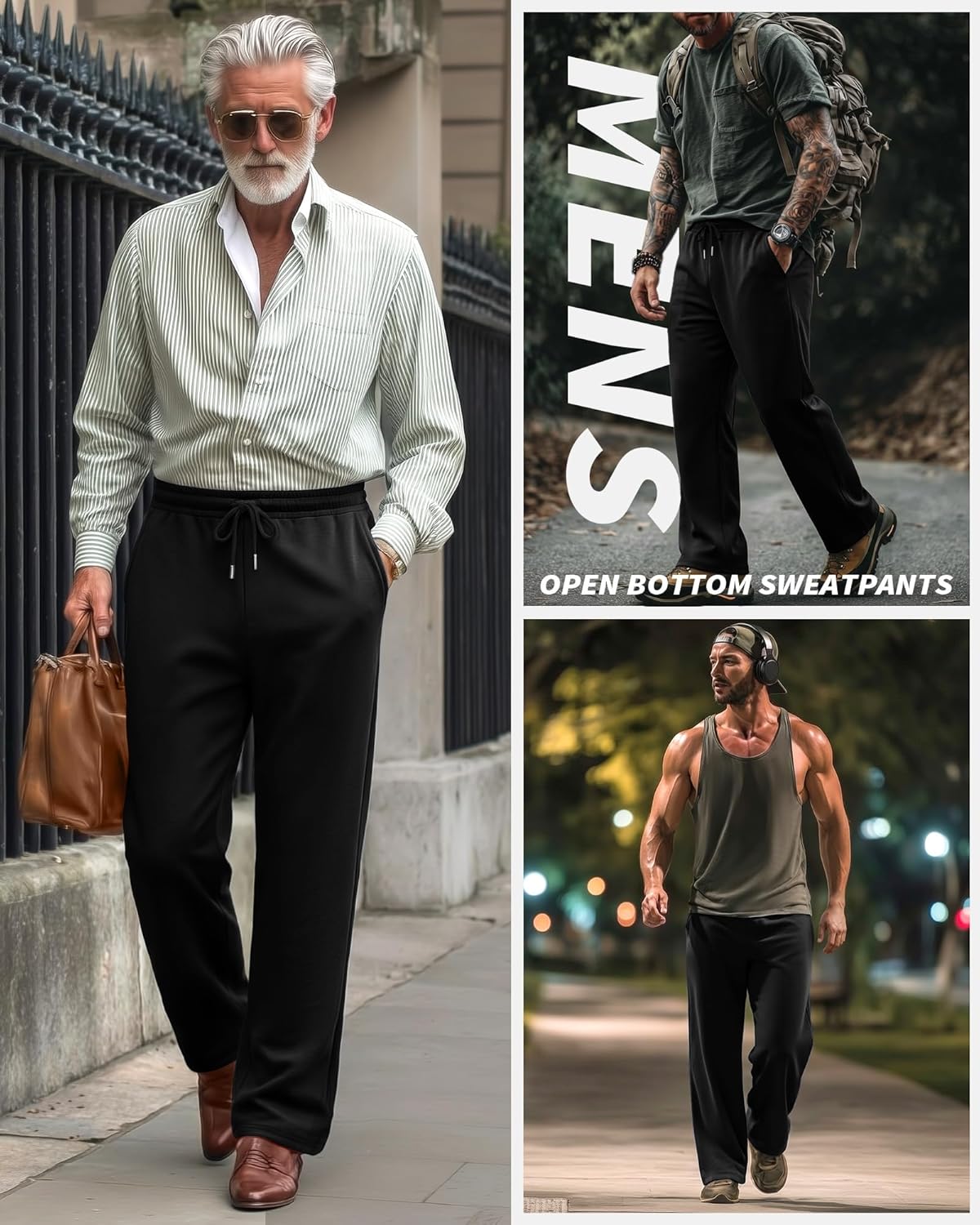 4 Pack Mens Big and Tall Sweatpants Athletic Workout Lounge Open Bottom Pants Drawstring Joggers with Pockets - Image 4