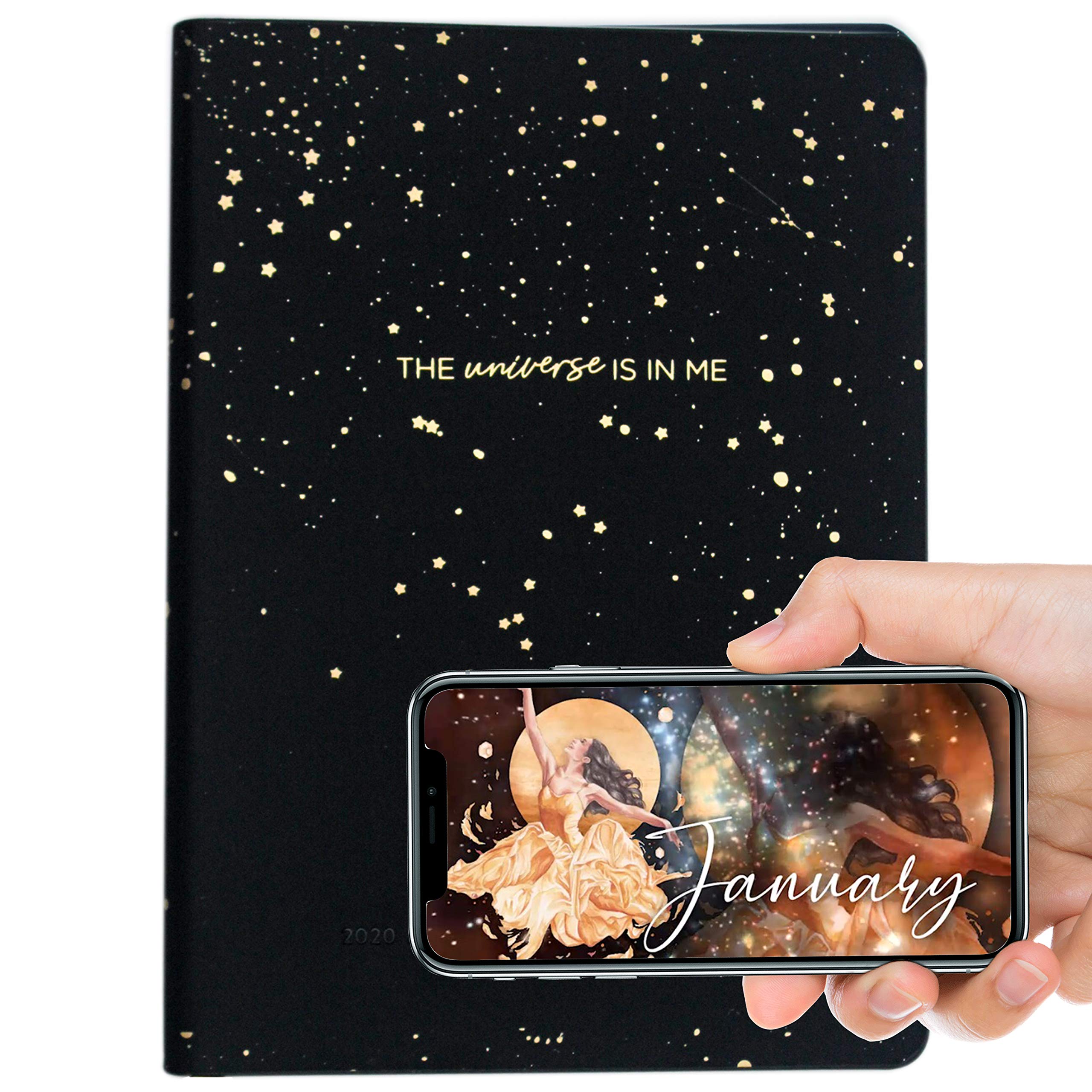 Belle de Jour 2020 Power Planner (Faux Leather) - Weekly & Monthly Pages, Cute Hardcover, A5 Size, | Daily Organizer with Back Pocket, Inspirational Quotes, Hourly Schedule, Bills & Goals Tracker