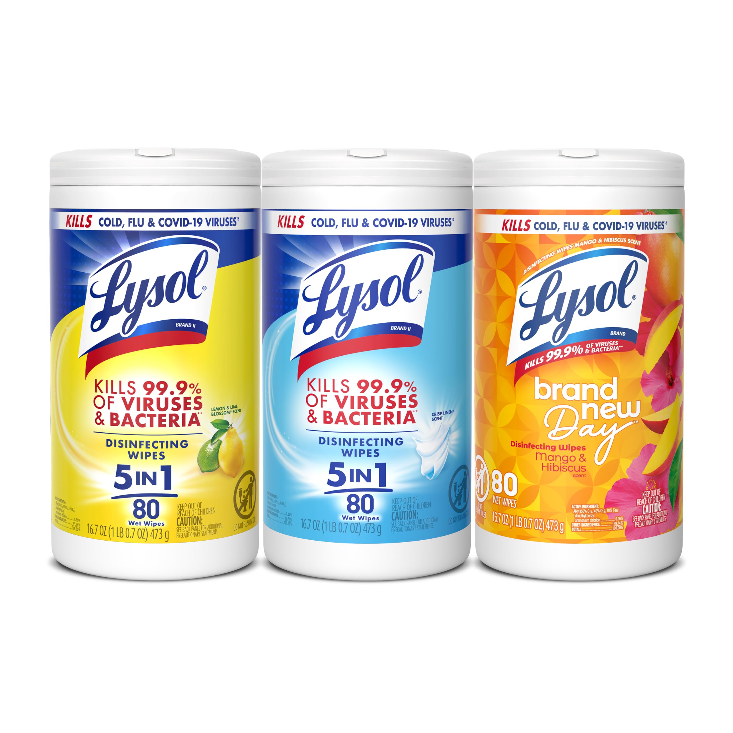 Lysol Disinfecting Wipes, Lemon + Linen + Mango, 80 ct. (3 Pack)