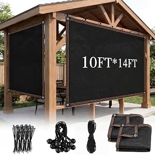 2 Pcs 90% Sun Shade Cloth with Grommets 10' x 14' Pergola Privacy Screen for Outdoor Patio Shade Cover Canopy, Mesh Tarp Sun Screens for Porch, Dog Kennel, Garden, Backyard(Black)