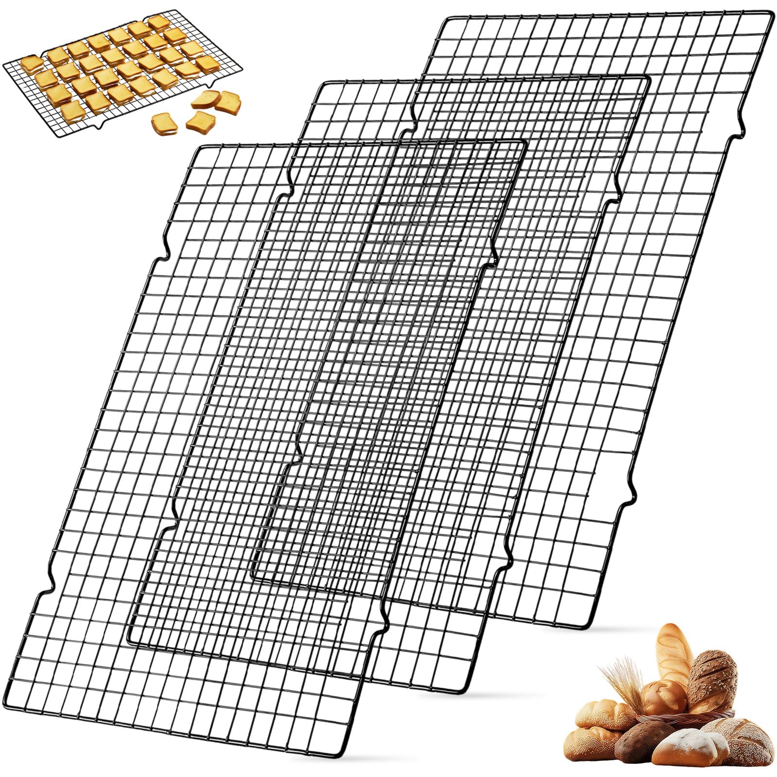 Grille de Refroidissement Pâtisserie 40x25cm Acier Inox Antiadhésive Rectangulaire pour Cuisson Séchage