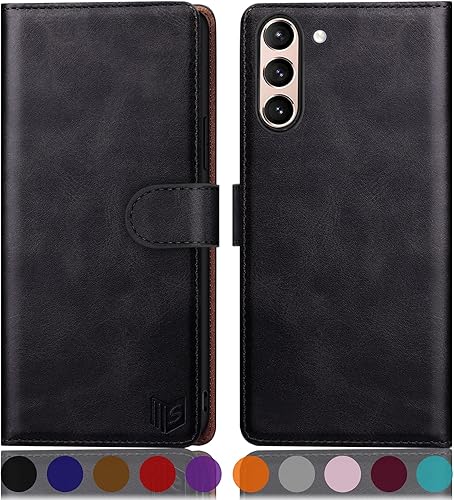 SUANPOT Funda tipo cartera para Samsung Galaxy S21 FE 【Bloqueo RFID】 Soporte para tarjetas de crédito, funda de piel sintética con tapa para