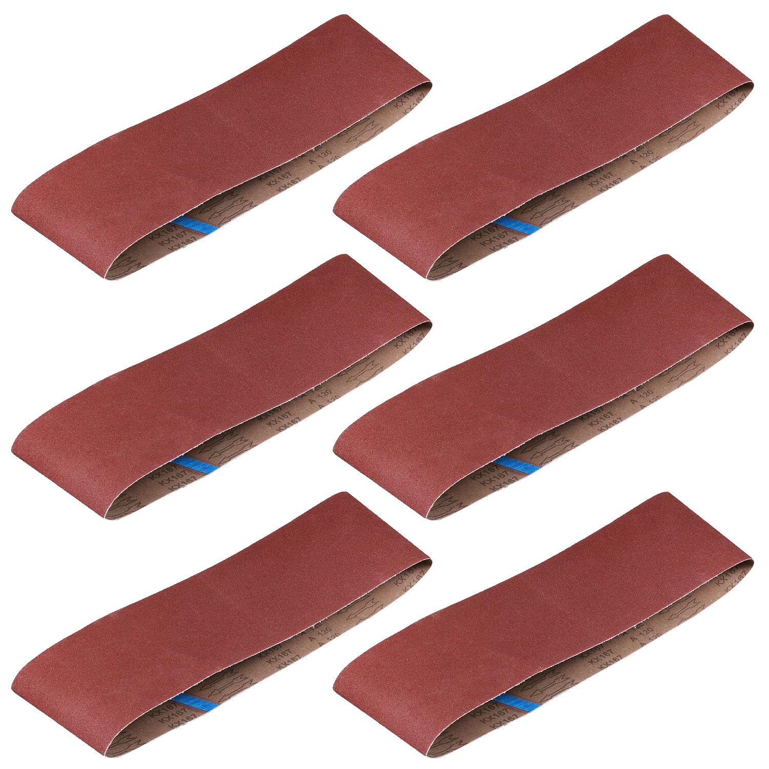 6 x 48 bandas de lijado, grano 120 6 x 48, correa de lijado de óxido de aluminio, papel de lijadora de banda para lijado de madera y pintura, paquete de 6 (6 x 48 pulgadas, grano 120)