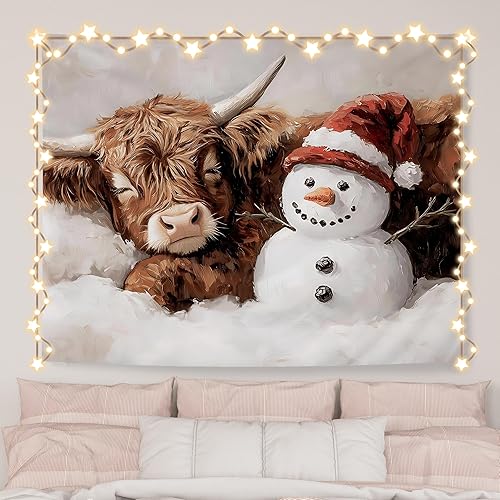 Miniatura 10 de AQYIP Tapiz de Árbol de Navidad, Tapiz Navideño Verde Bosque Decorativo, Paisaje de Pinos de Bosque de Invierno, Manta de Pared para Decoración