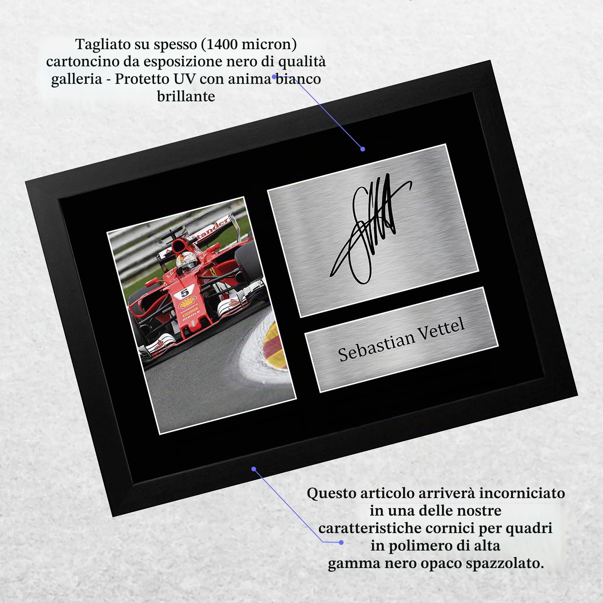 HWC Trading Sebastian Vettel A4 Incorniciato Firmato Regalo Visualizzazione Delle Foto Print Immagine Autografo Stampato Per F1 Appassionati Di Formula Uno
