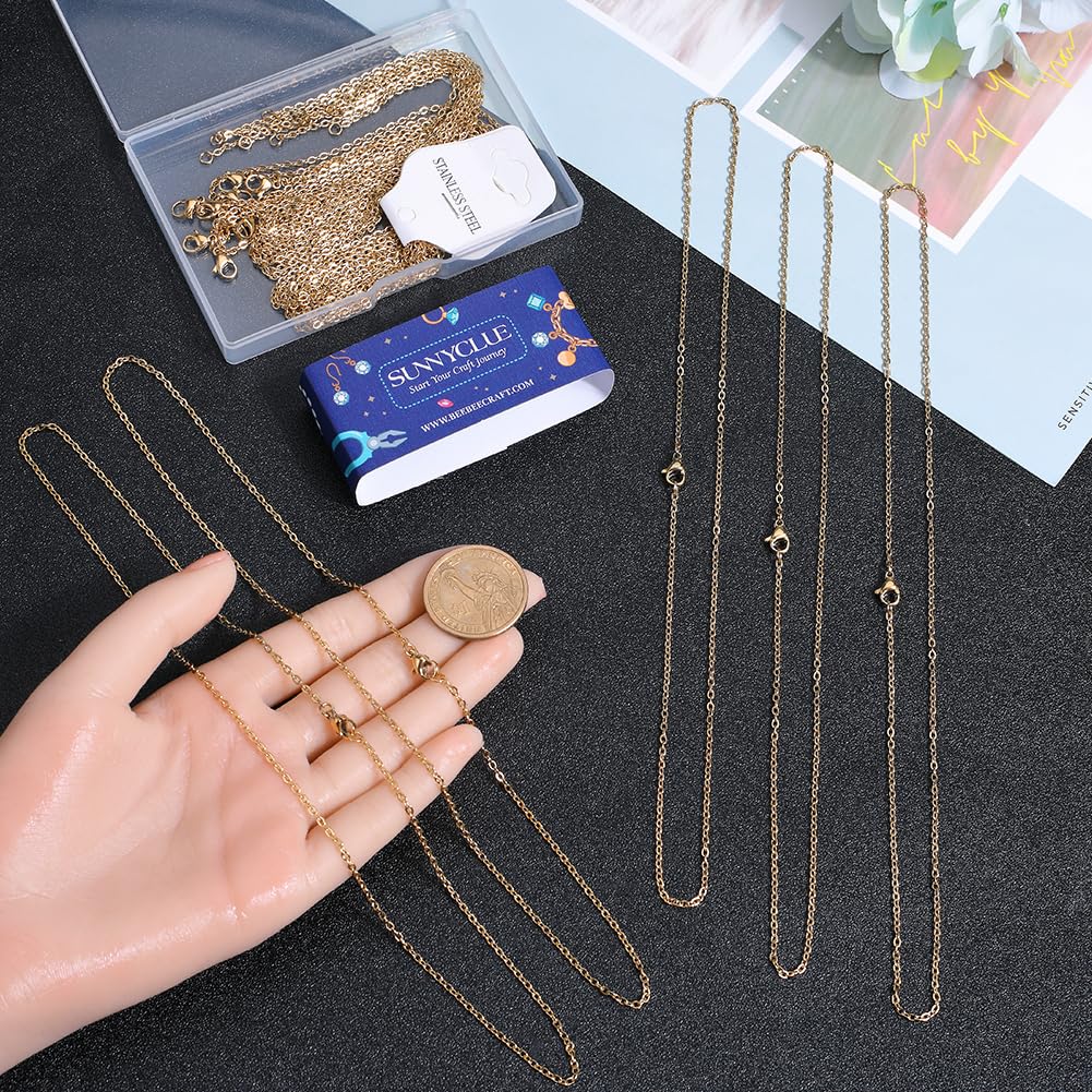 SUNNYCLUE 20 PACK 20 Inch 2mm Necklace Chain 304 Stainless Steel Bulk Golden Necklace Chains Bulk Metal Lobster Claw Clasps Cable Chains Necklaces Bulk for jewellery Making Chains Women Adult Diy - Image 3