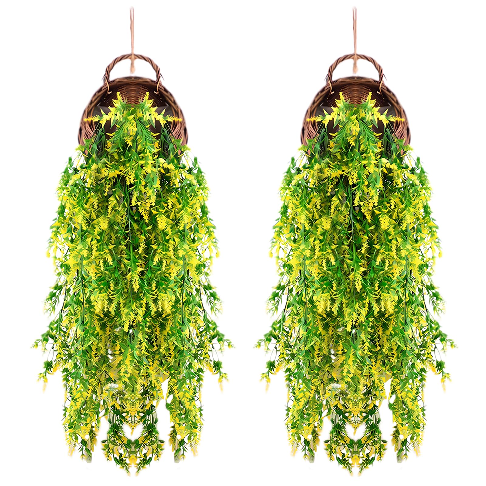 2 Pieces Artificial Hanging Flowers Artificial Plants Indoor Artificial Trailing Plants Outdoor Plant Decoration Suitable for Indoor and Outdoor Wall Decoration in Home Gardens