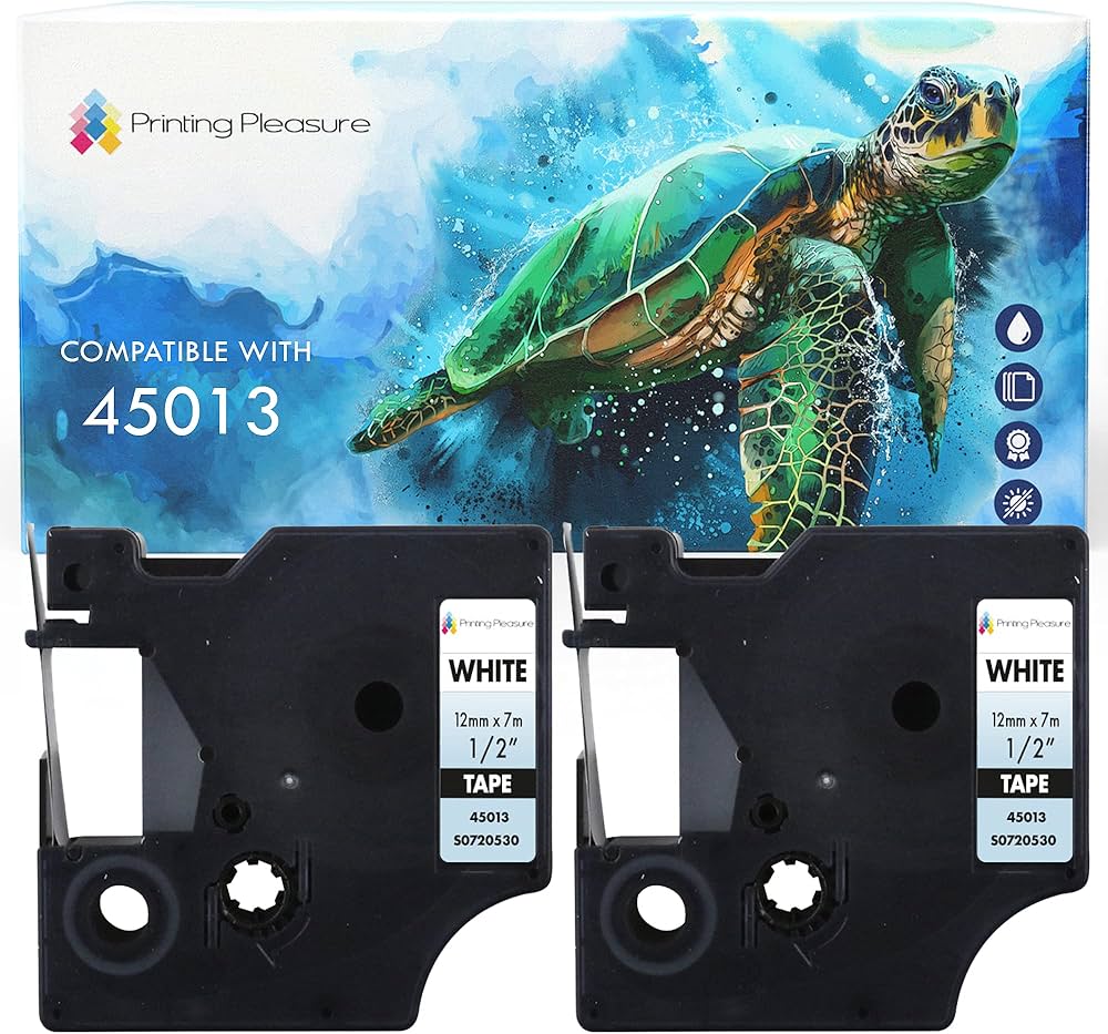 Molabel 5-pack compatibel labelbanden voor Dymo D1 45013 S0720530 (12 mm x 7 m), zwart op wit, geschikt voor Dymo LabelManager 160, 200, 210D, 280, 360D, 420P, 450D