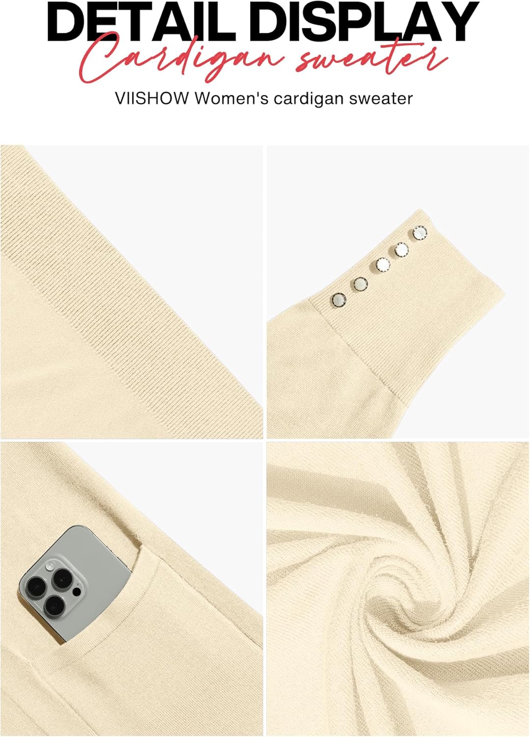 VIISHOW Women Cardigan Sweater Lightweight Open Front Long Sleeve Soft Fine Knit Casual Trendy Kimono Cardigans with Pockets - Image 7