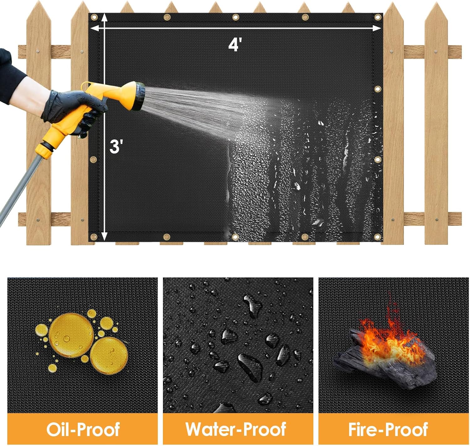 Fireproof Grill Heat Shield to Protect Deck Fence from Grill Heat, Heat Shield for Wood Stove, Stove Wall Protector Fridge, BBQ Grill Mat Accessories Compatible with Blackstone, 3'x4'