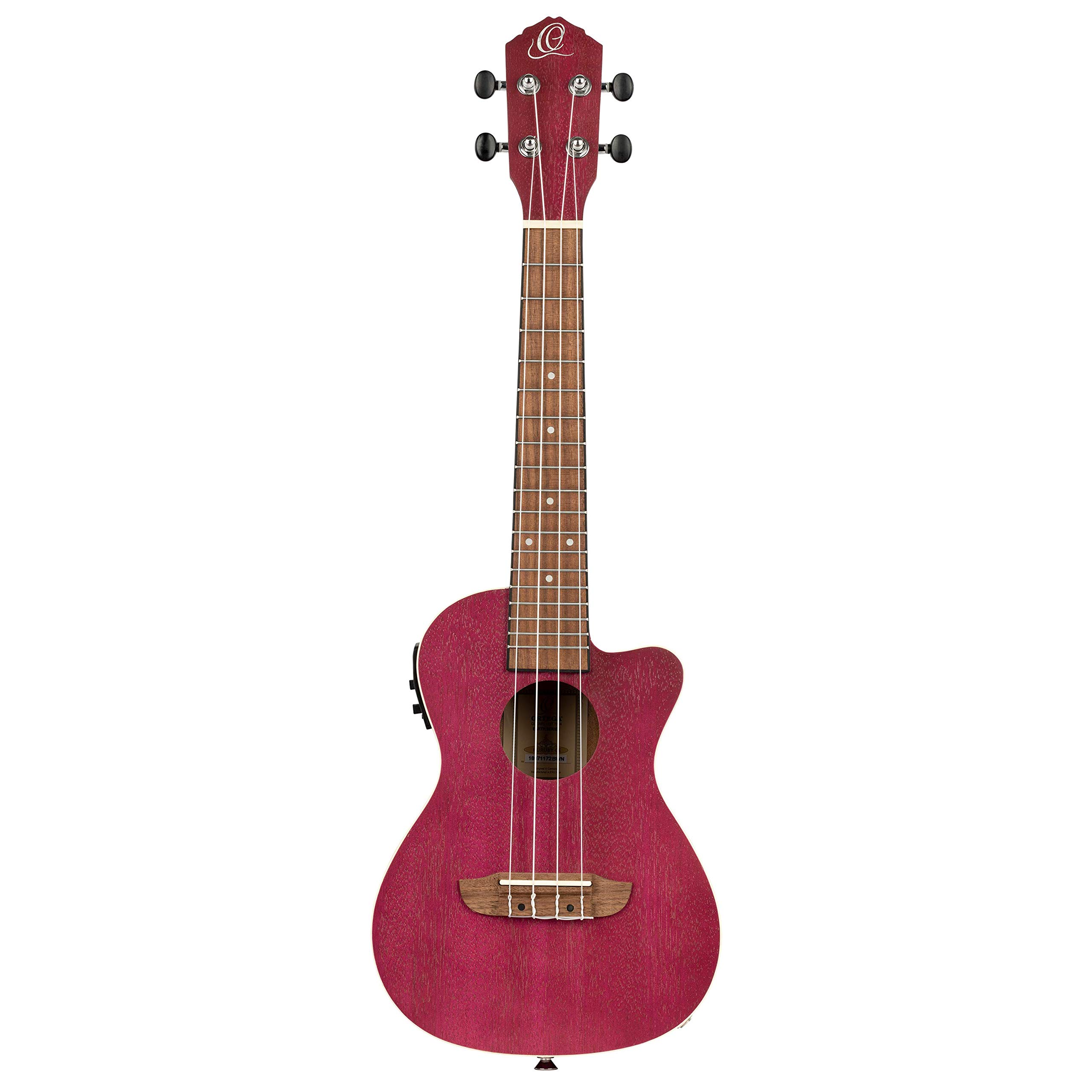 Ortega Guitars Ukulele Concerto Elettro-Acustico – Earth Series – con Cutaway – Okoume, Berry-Coloured (RURUBY-CE)