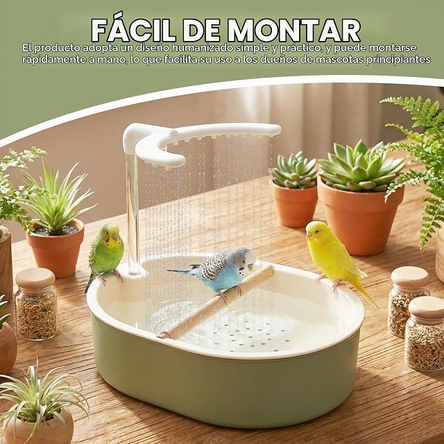 Foto 5 de 7 de BAODBF Ducha para pájaros, periquito, USB, baño automático para pájaros, verde