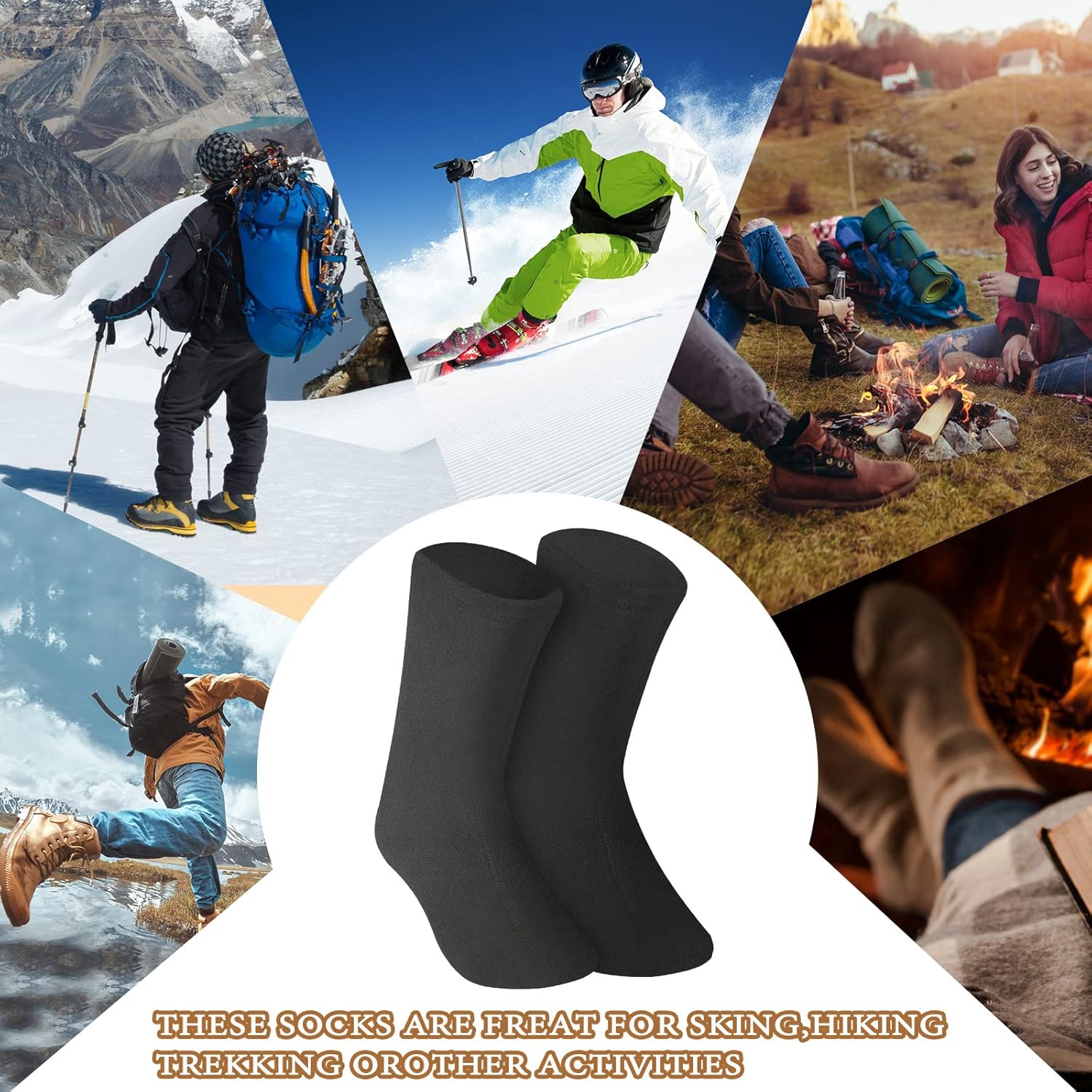 Hercicy 4 Pairs Military Winter Warm Boot Liner Socks Fleece Boot Socks for Women Men for Sport Outdoor Hunting - Image 7