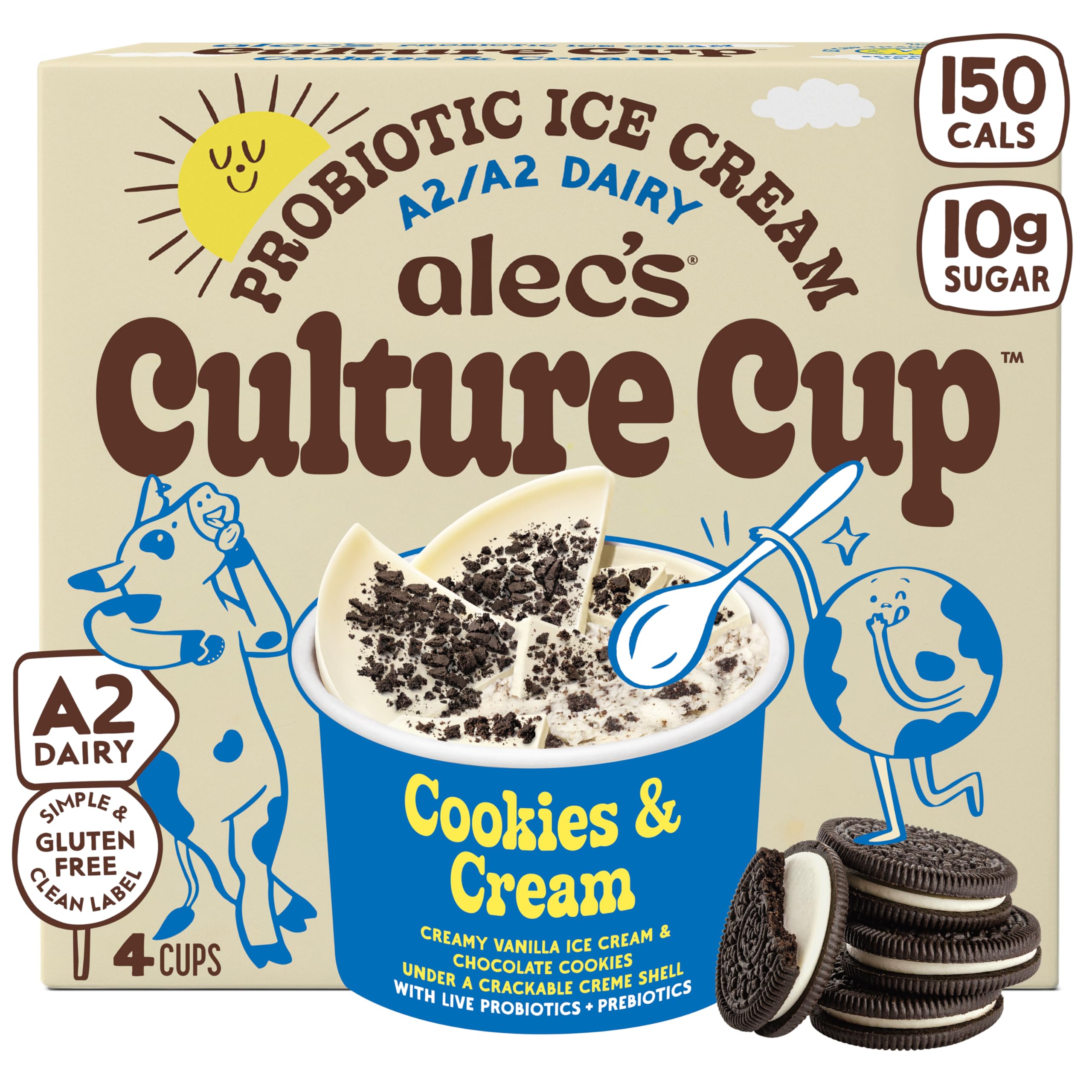 Alec's CULTURE CUP™ Probiotic A2 Dairy Ice Cream - Cookie & Cream