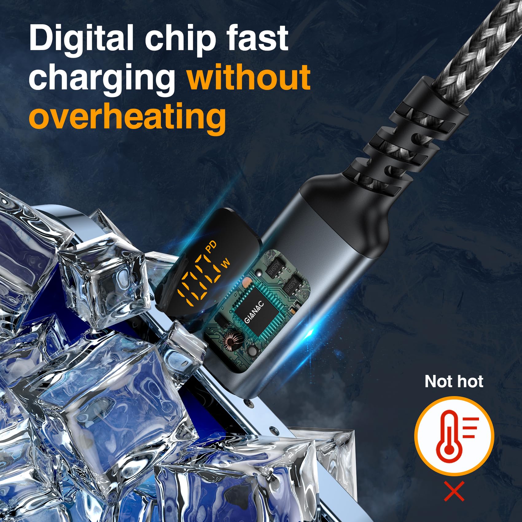 GIANAC 100W Cavo USB C USB C con Display a LED,Cavo USB Type-C Ricarica Rapida PD 20V/5A USB C con E-Mark Chip per iPhone 15/15 Pro,Macbook Pro/Air/iPad Pro;Galaxy;Tablet Google-1Metri