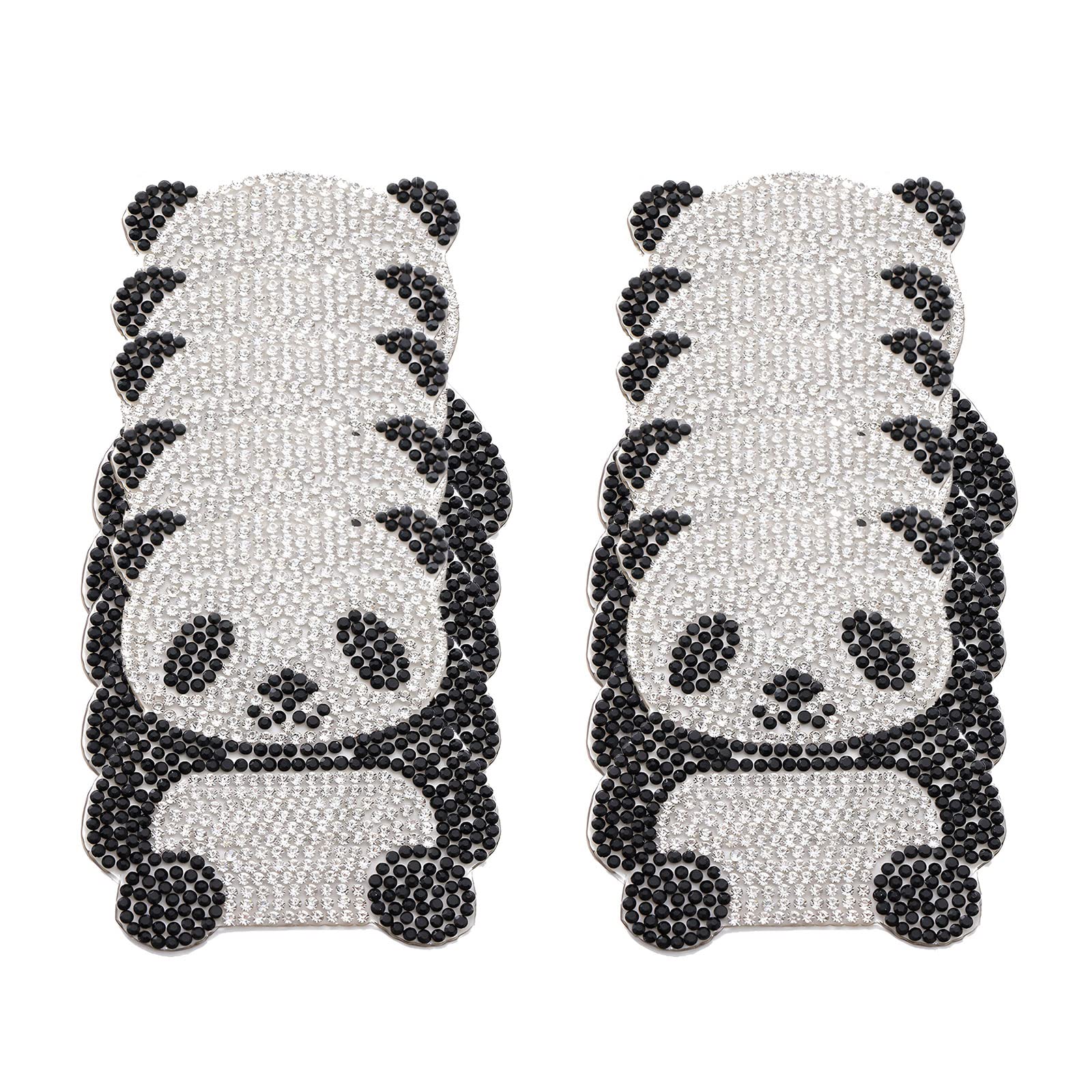 Iron on Patches 10 Pieces Cute Panda Rhinestone Hot-fix/Self-Adhesive Applique Patch for Clothing Repair, Decoration, DIY Craft Jacket, Shirts, Bags (Self-Adhesive)