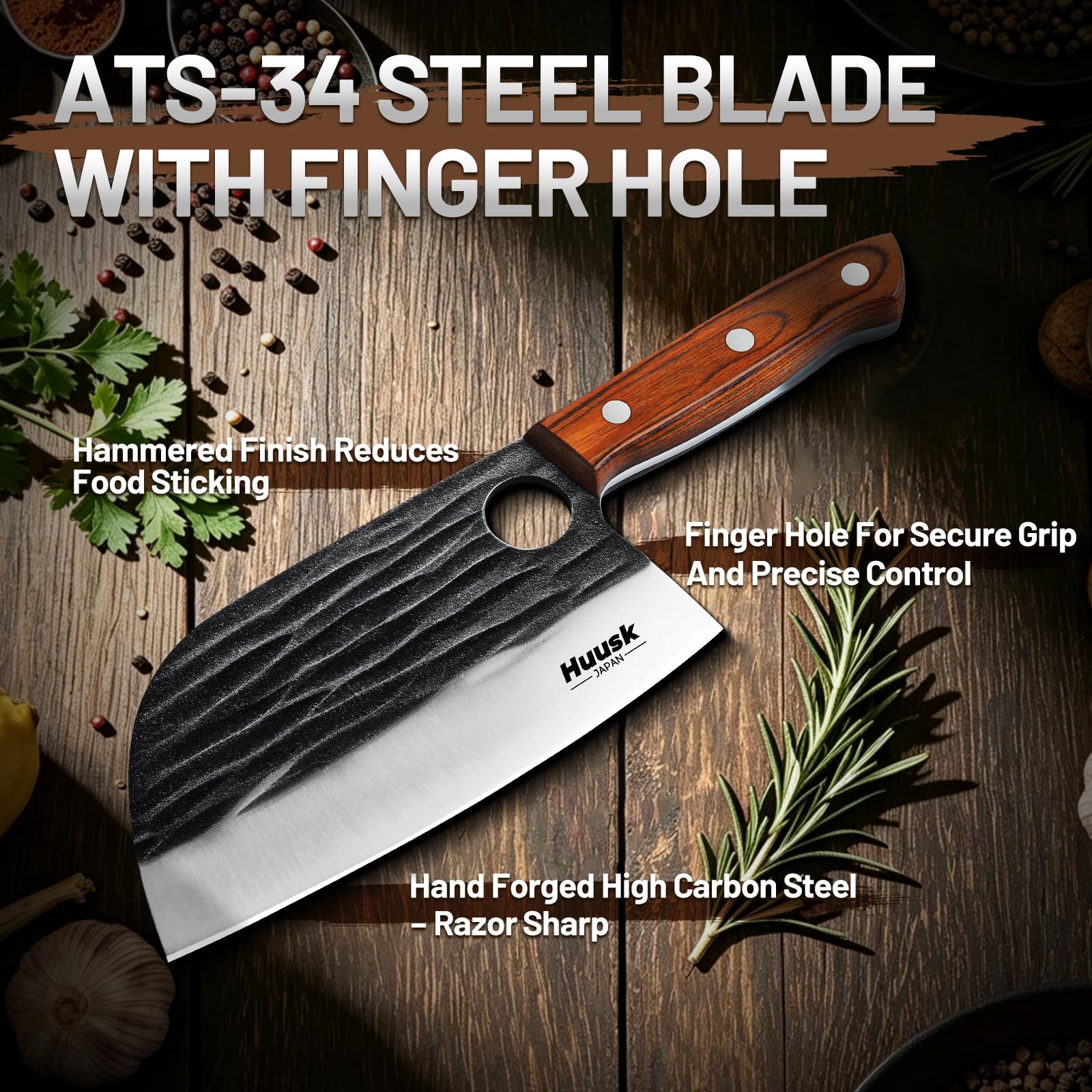 Huusk Serbian Chef Knife Set - 6 PCS Hand Forged Kitchen Knife Set with Bag — Amazon image 2