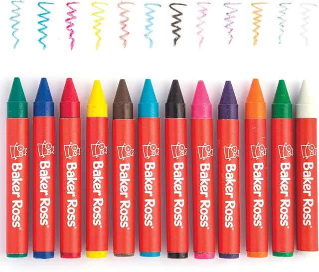 Baker Ross AR872 Chunky Wax Crayons for Kids Arts and Crafts School Classroom Supplies, Assorted, 36 Count (Pack of 1)