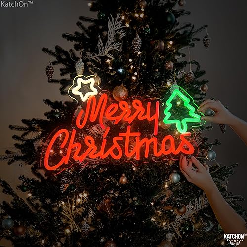 Miniatura 5 de KatchOn, Letrero luminoso de Navidad  grande, 17 x 11 pulgadas  Letrero de luz de neón rojo de Navidad  Letrero de Navidad iluminado para