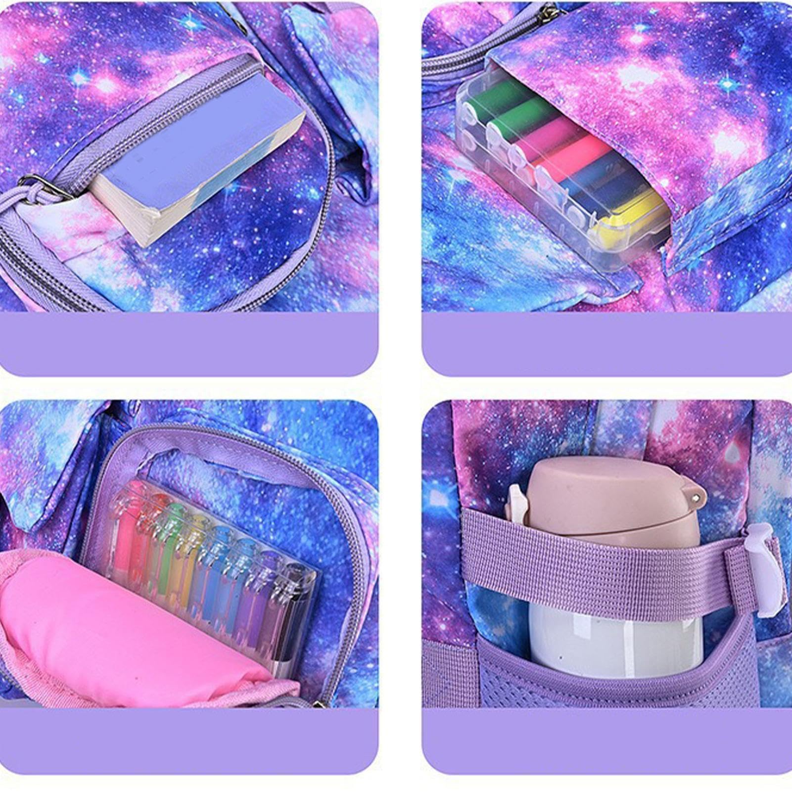 Zaino per bambina, 3 pezzi, , impermeabile, multitasche, con, a