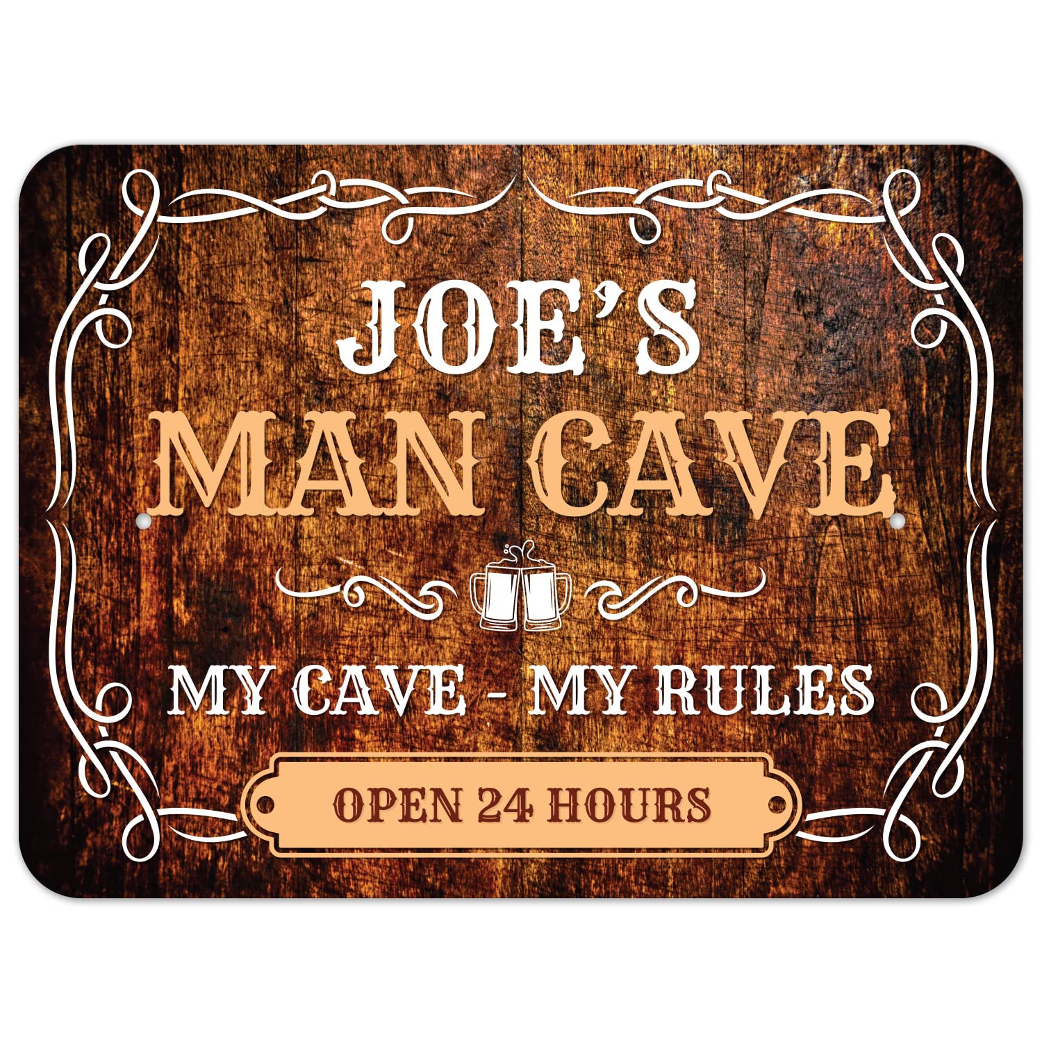 Man Cave Sign カスタム バレンタインギフト 男性用 お父さん 彼 地下室、ホームバー、ゲームルームの素朴な背景 屋内/