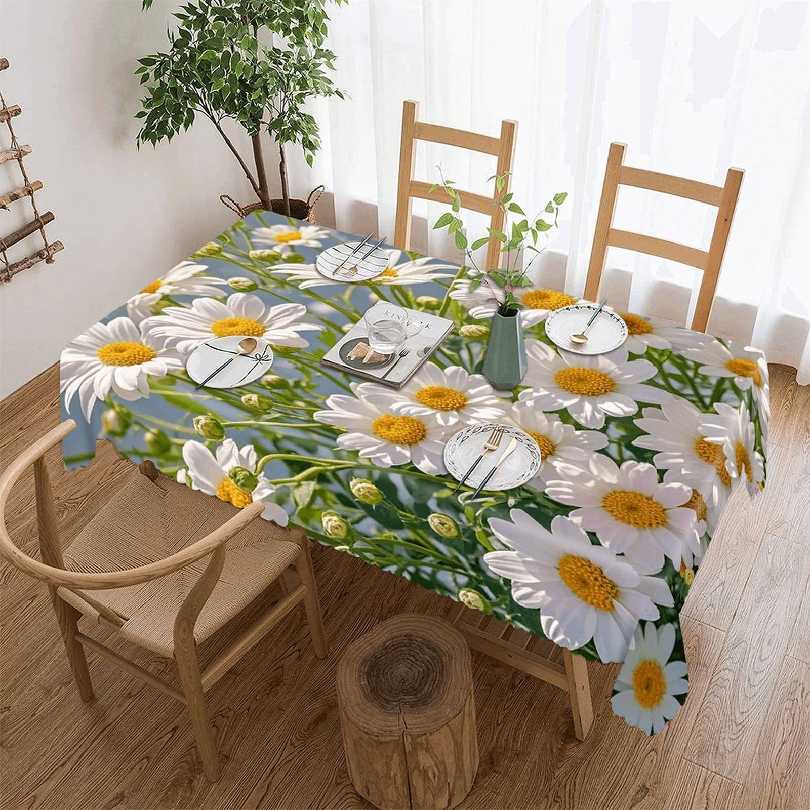 Lots of Flowers-png Tablecloth Rectangle Table Cloth Decorative Fabric Table Cover Waterproof Seasonal Table Cover Wrinkle Resistant Washable Table Cloth for Party Picnic Dinner Decor 60"x86"
