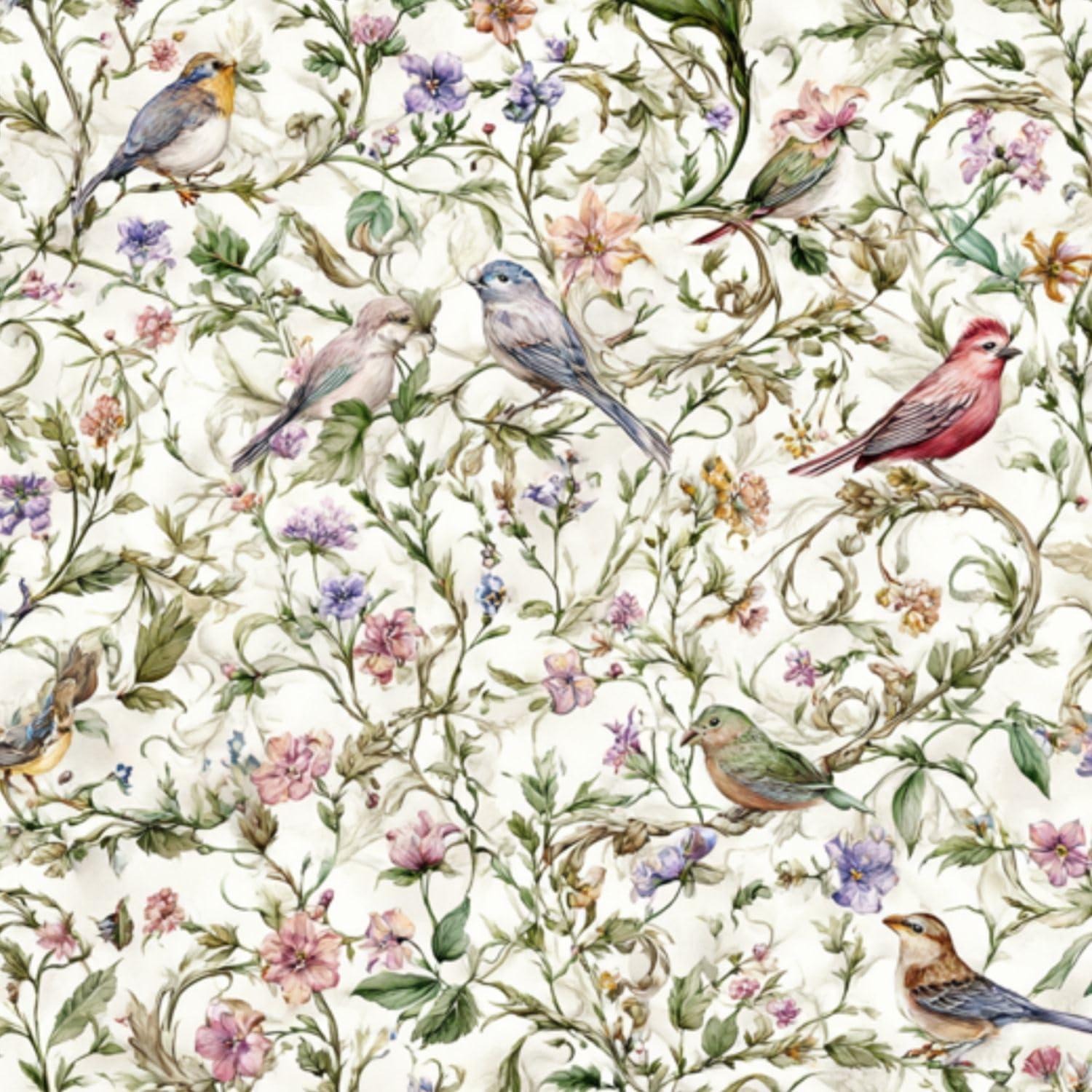 DERUINVAIO Self Adhesive Feature Removable Seamless Botanical Cottage Peel and Stick Vinyl Wallpaper Roll, Sticky Lining Paper for Bedroom, Living Room, Kitchen Walls