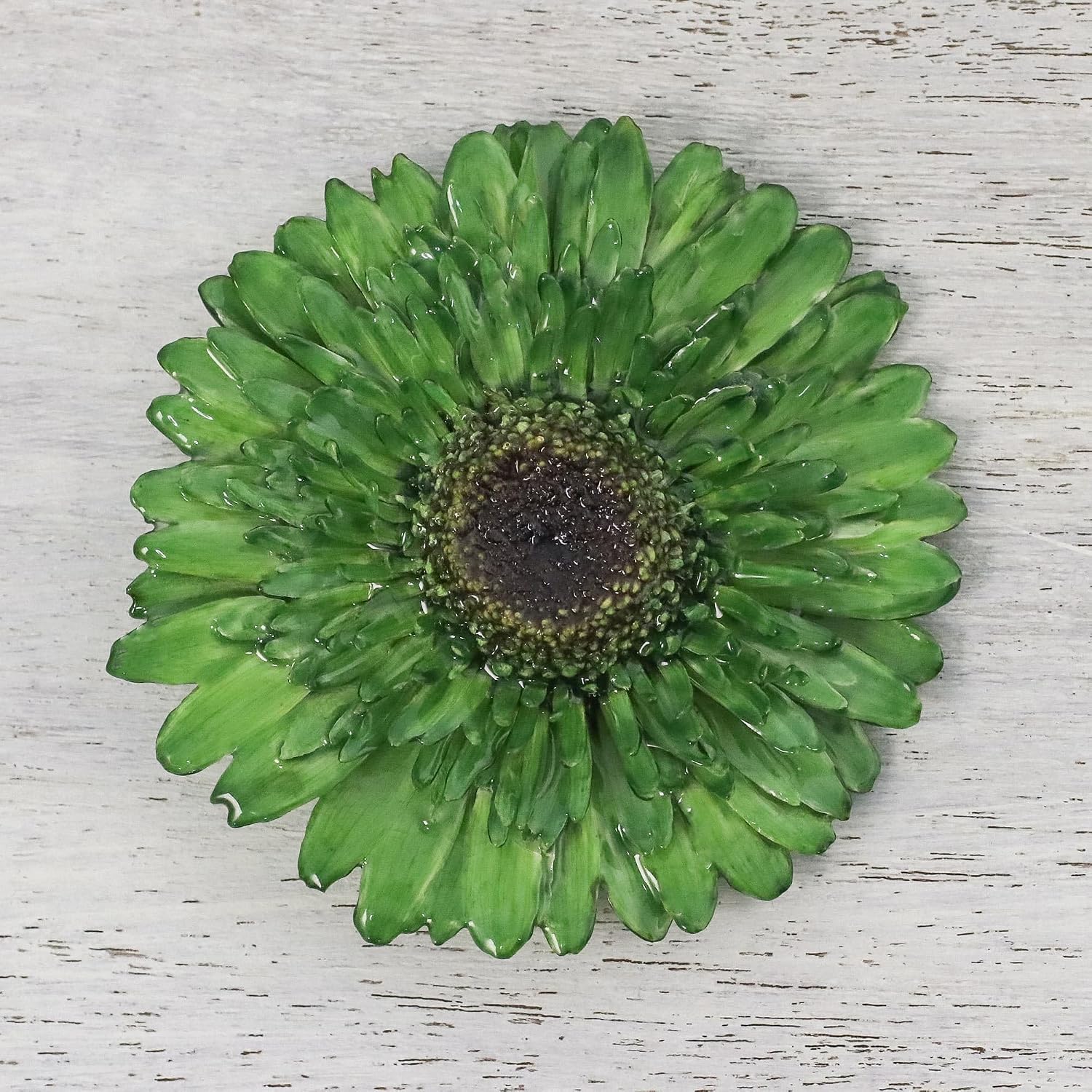 NOVICA Artisan Handmade Natural Gerbera Brooch Pin Flower Moss Green from Thailand Or Leaf Gold Accent Floral [3.6 in L x 3.7 in W x 0.6 in D] ' Splendid Petals in Moss Green'