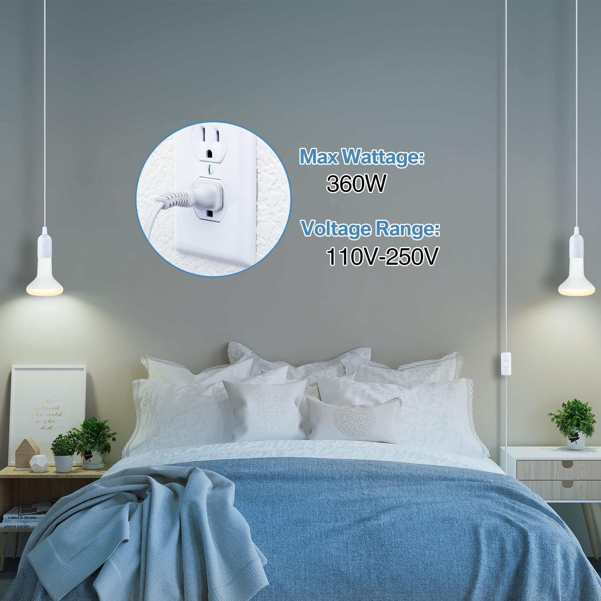 Snapklik.com : Enhon 2 Pack Extension Hanging Lantern Cord Cable, 12 Ft ...