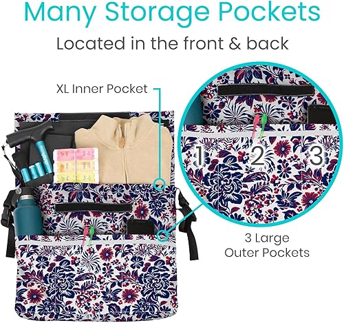 Miniatura 121 de Bolsa para silla de ruedas, Floral púrpura