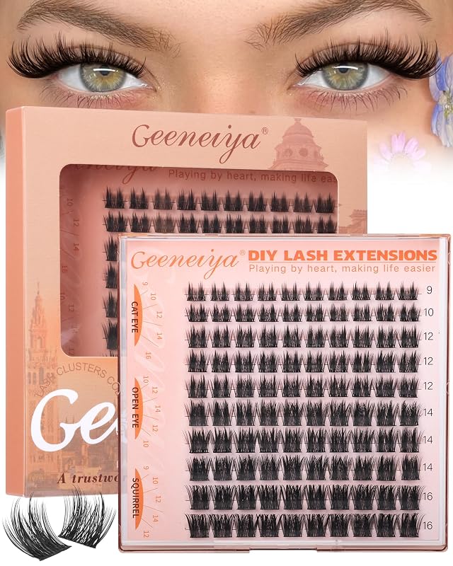Cílios postiços em tufos Geeneiya Wispy, curvatura C, 9–16 mm