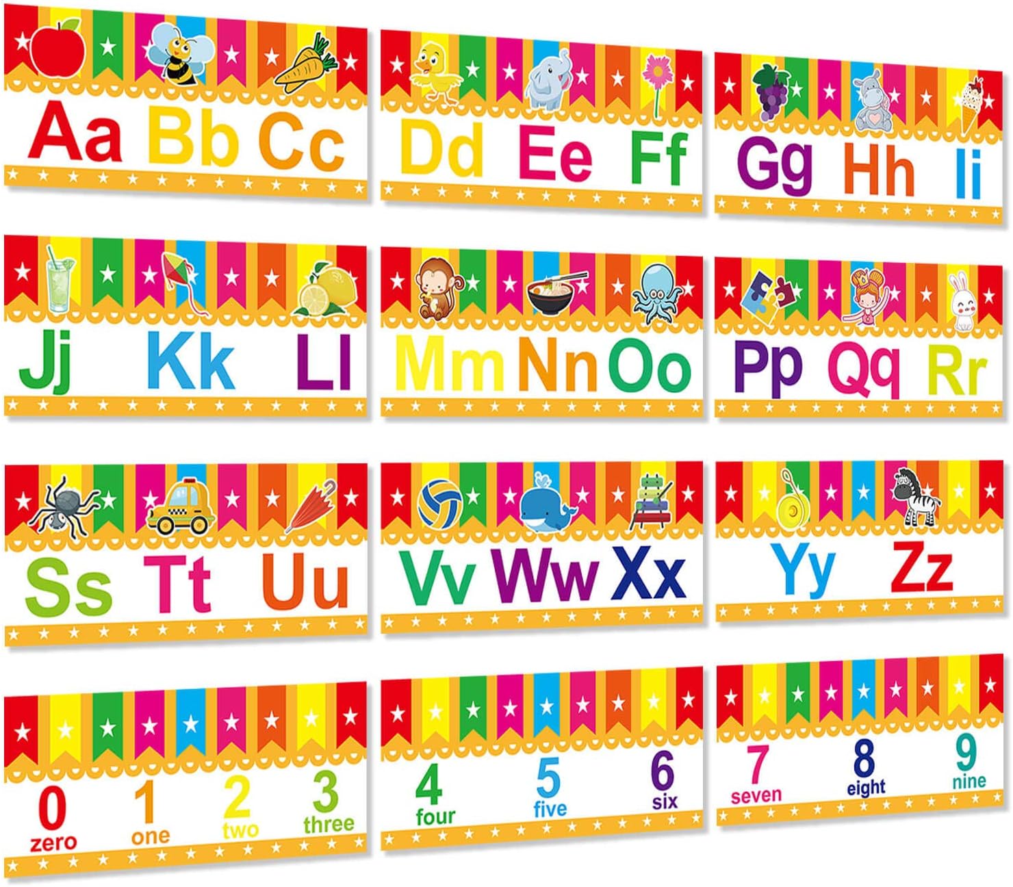 Alphabet Bulletin Board ABC Banner Number 0-9 Line Pre- k Alphabet for Wall Preschool Kindergarten Elementary Classroom Nursery Homeschool Decorations