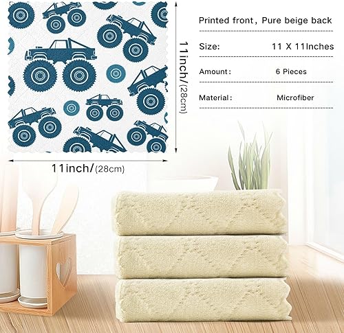 Miniatura 3 de FRODOTGV Dark Blue s Soft Print Microfiber Towels for Kitchen Fast Drying 6 Pack Rags for Countertop Table